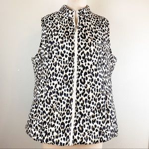Kim Rogers Leopard Full Zip Puffer Vest Size XL